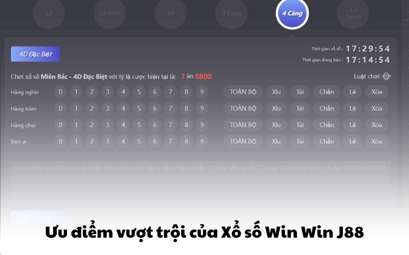 Ưu điểm vượt trội của xổ số win win J88